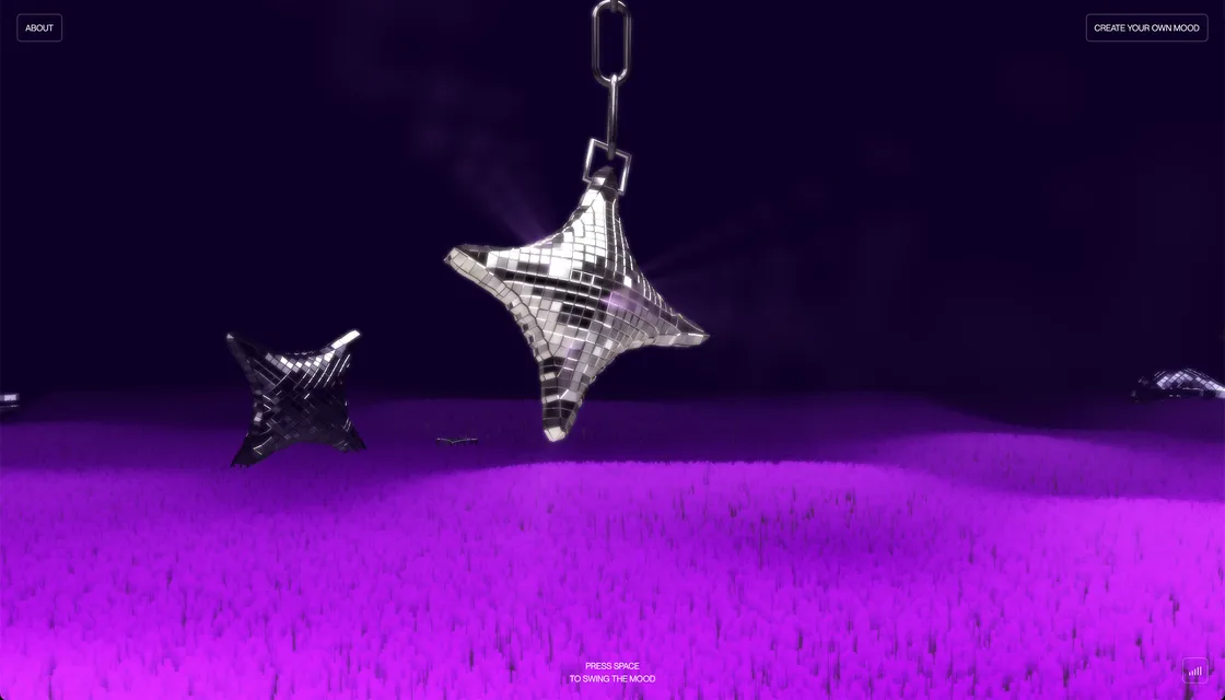 Piña-tap: A Disco Star Pulses Over Grass in This Audio-Reactive WebGL Scene