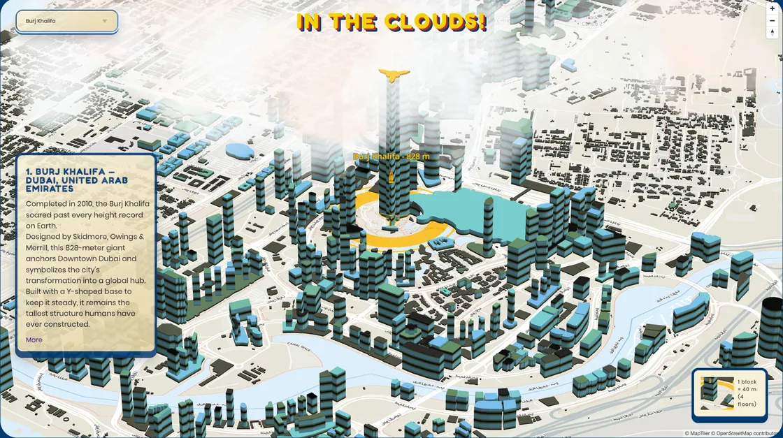 In The Clouds: Tallest Buildings as 40-Meter Blocks