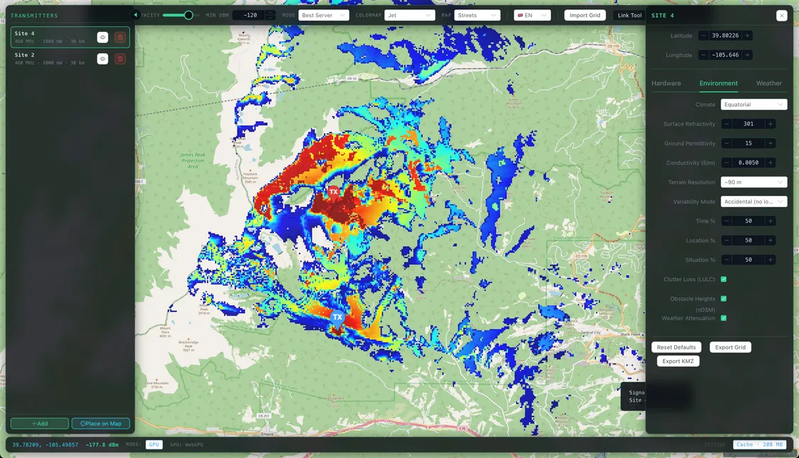 WebRF: The Longley-Rice Radio Propagation Model, Running in WebGPU Compute Shaders